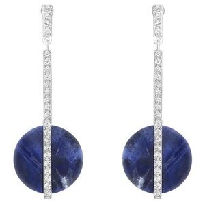 NWOT Swarovski Disk Pierced Earrings White Rhodium-Plated